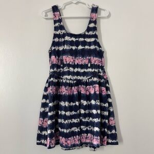 Vintage Eve Too! Blue Pink Tie Dye Sleeveless Mini Skater Dress Girl Size 6